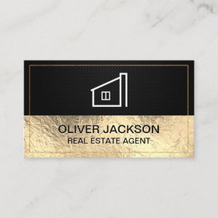 Cartão De Visita Ícone Home Lúx Gold Foil Black Mesh