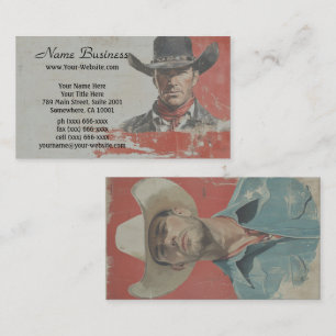 Cartão De Visita Ícone Oeste Selvagem: Vintage Cowboy dos anos 50