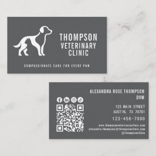 Cartão De Visita Ícone Social Qr Code Clínica Veterinária Vet Pet