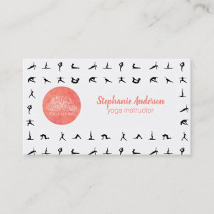 Cartão De Visita Ícone Yoga   Aquarela   Yoga Poses
