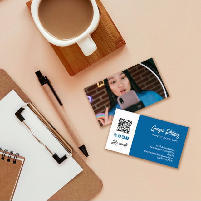 Cartão De Visita Ícones de Foto de Código QR Azul Cobalto Ícones de (Criador carregado)