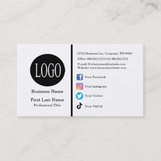 Cartão De Visita Ícones de Mídia Social com Logotipo Personalizado 
