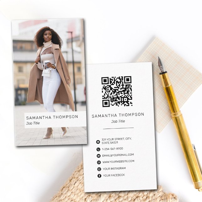 Cartão De Visita Ícones de mídia social de código QR de fotografia  (Criador carregado)