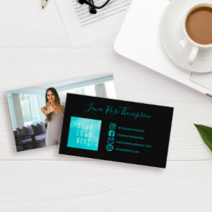 Cartão De Visita Ícones de mídia social pretos Foto e logotipo