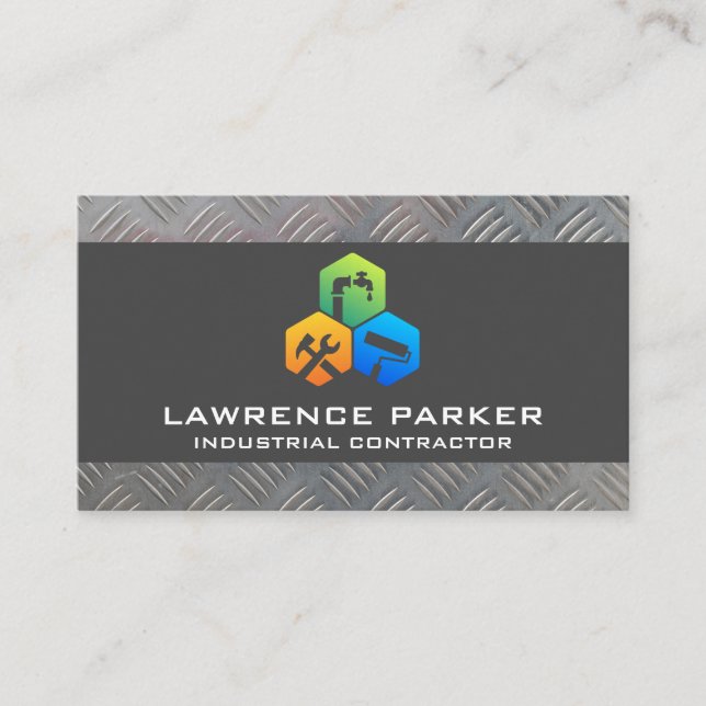 Cartão De Visita Ícones de reparo do Builder | Construção | Aço (Frente)