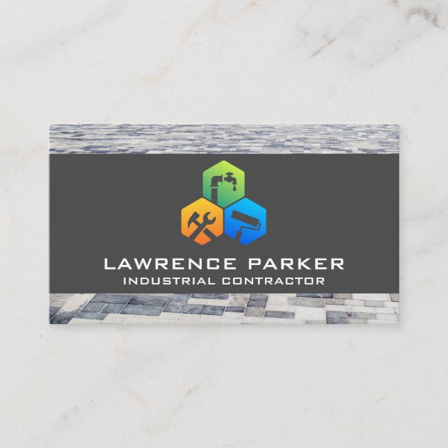 Cartão De Visita Ícones de reparo do Builder | Trabalhadores da con (Frente)