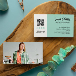 Cartão De Visita Ícones do código QR verde Seafoam Foto das mídias 
