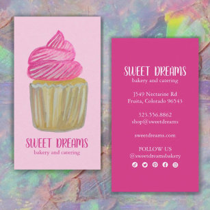 Cartão De Visita Ícones sociais cor-de-rosa da padaria de Cupcake d