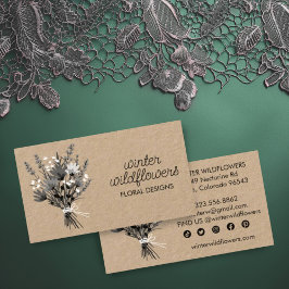 Cartão De Visita Ícones sociais elegantes do Buquê de flor selvagem