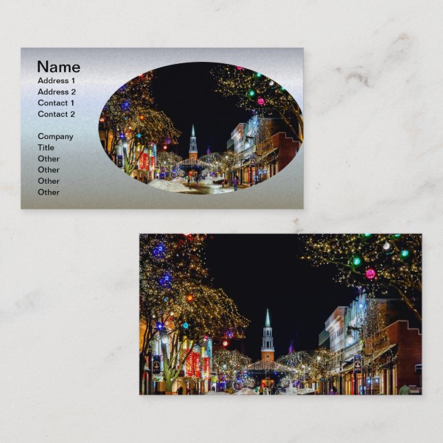 Cartão De Visita Igreja Decorada para o Natal (Frente/Verso)