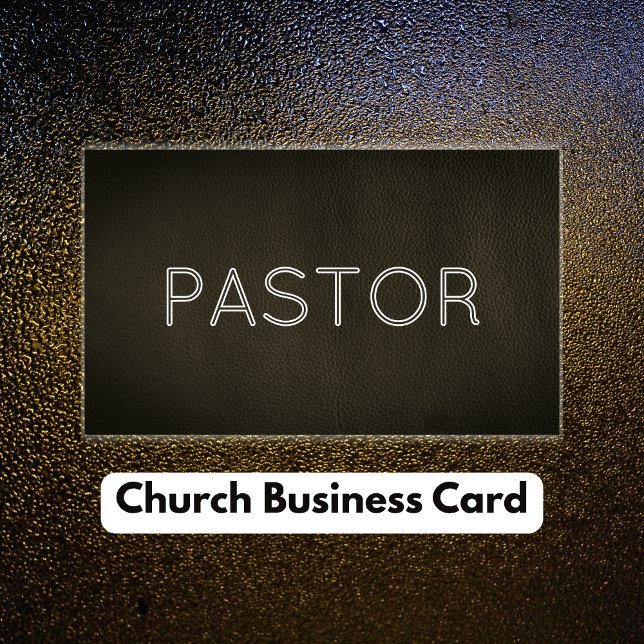 Cartão De Visita Igreja Negra de Couro Negra Moderna (Modern Grunge Black Leather Church Business Card)