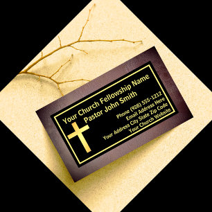 Cartão De Visita Igreja Pastor Grunge Preto Dourado