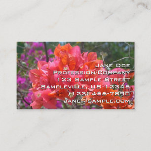 Cartão De Visita Ilha Tropical Rosa Bougainvillea Floral