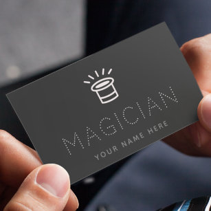 Cartão De Visita Illusionista Magic Hat Card Preto e Branco
