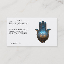 Cartão De Visita Iluminação do Lótus | Design da Mão Hamsa