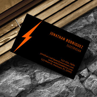 Cartão De Visita Iluminação Laranja Neon Moderna Eletricista Person