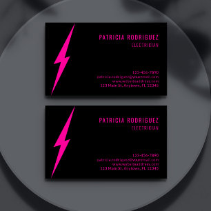 Cartão De Visita Iluminação Rosa Neon Moderna Eletricista Personali