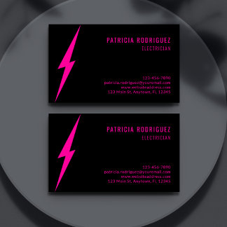 Cartão De Visita Iluminação Rosa Neon Moderna Eletricista Personali