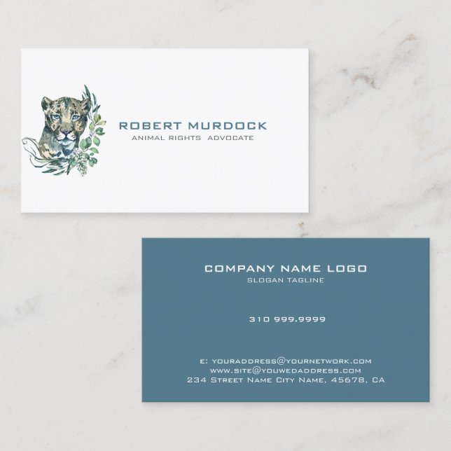 Cartão De Visita Ilustração animal selvagem de grandes gatos (Frente/Verso)