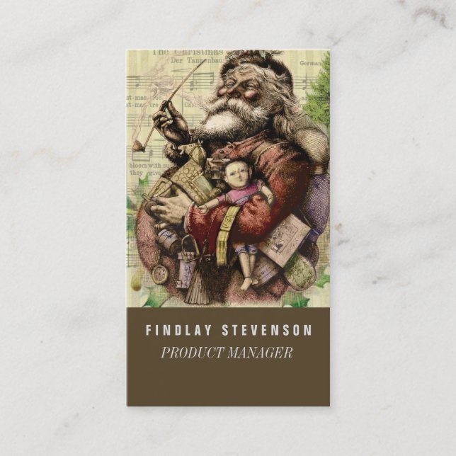 Cartão De Visita Ilustração Clássica da Árvore Santa feliz (Frente)