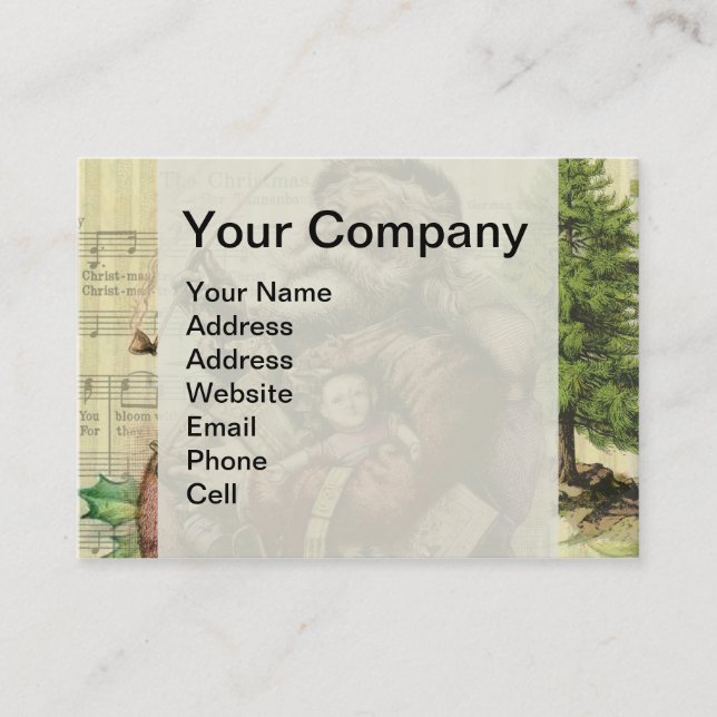 Cartão De Visita Ilustração Clássica da Árvore Santa feliz (Frente)