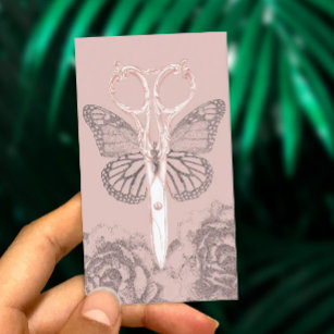 Cartão De Visita Ilustração da borboleta de tesoura de salão de cab