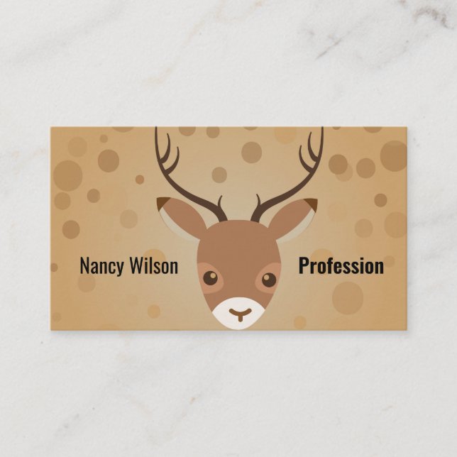 Cartão De Visita ilustração das renas sobre fundo castanho (Frente)