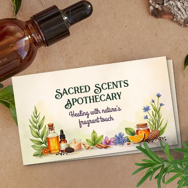 Cartão De Visita Ilustração de Aquarela Prática de Aromaterapia (Criador carregado)