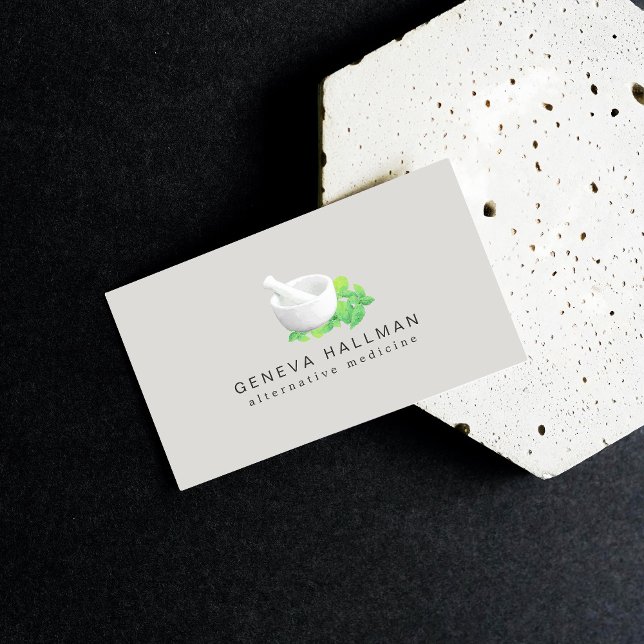 Cartão De Visita Ilustração de argamassa e de mariscos Saúde Natura (Criador carregado)