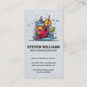 Cartão De Visita Ilustração de Bebida Cocktail   Restaurante