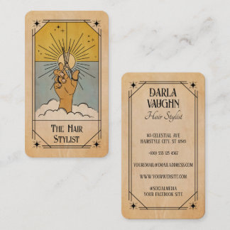 Cartão De Visita Ilustração de Carta de Tarot de Estilista de Cabel