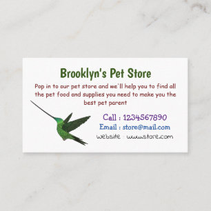 Cartão De Visita Ilustração de desenho animado de beija-flor-espada