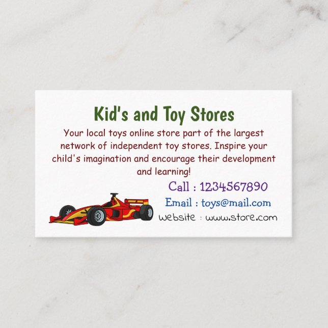 Cartão De Visita Ilustração de desenho animado de carros de alta ve (Frente)