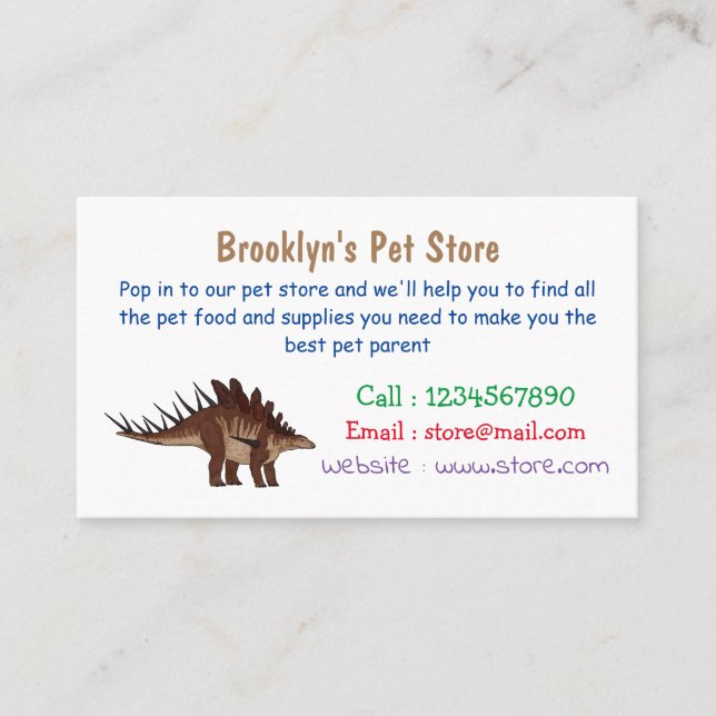 Cartão De Visita Ilustração de desenho animado de Kentrosaurus (Frente)