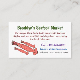 Cartão De Visita Ilustração de desenho animado de lula feliz rosa