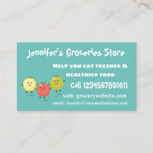 Cartão De Visita Ilustração de desenho animado de tomate de cerej