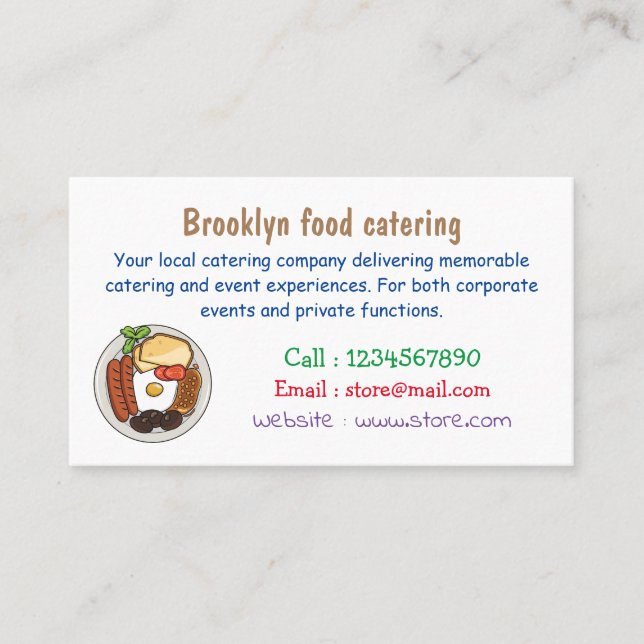 Cartão De Visita Ilustração de desenho animado do café da manhã em  (Frente)