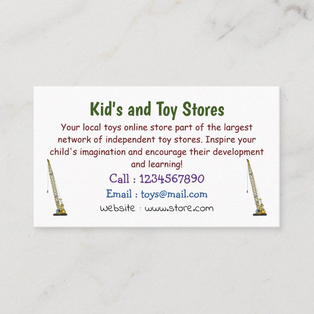 Cartão De Visita Ilustração de desenho animado do Dragline escavato (Frente)