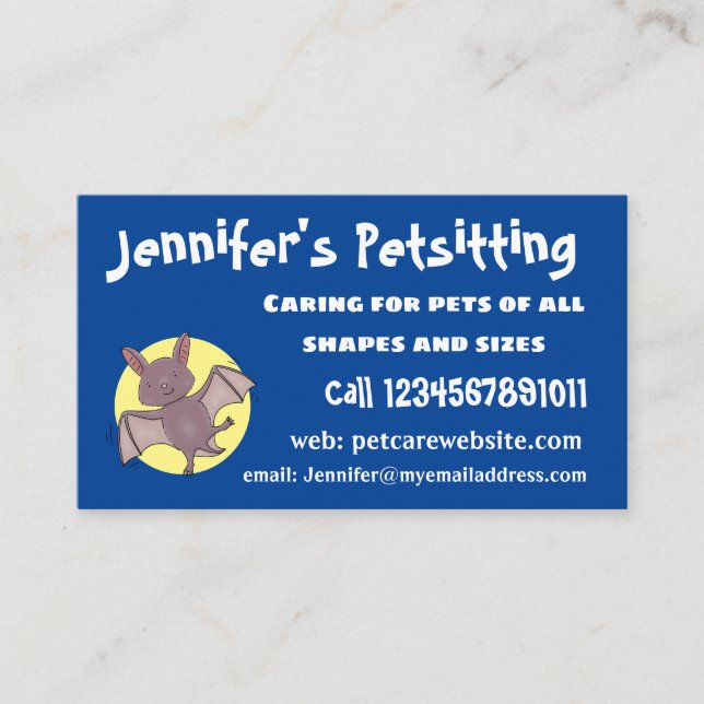 Cartão De Visita Ilustração de desenho animado voador de filhotes (Frente)