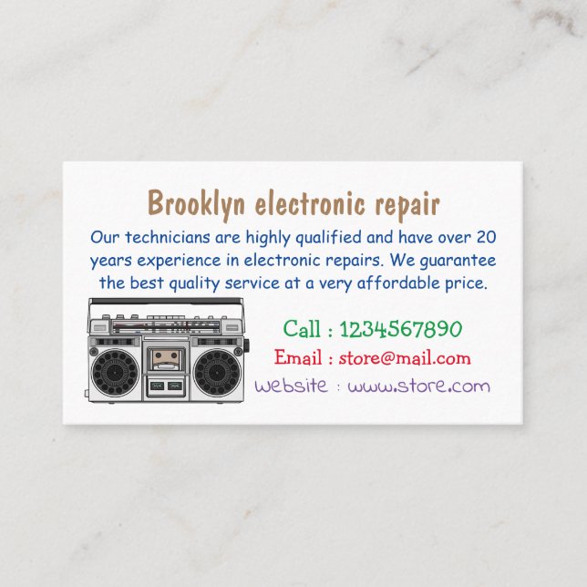 Cartão De Visita Ilustração de desenho de rádio (Frente)