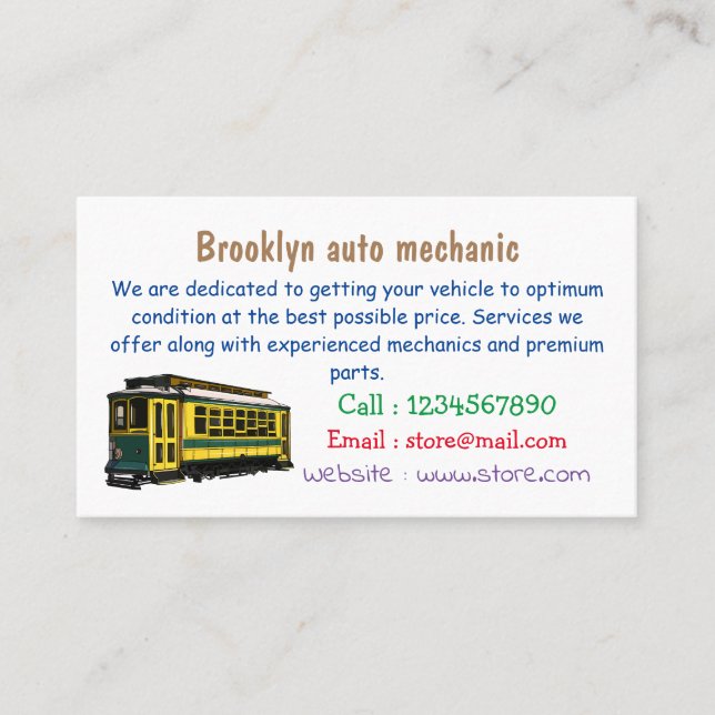 Cartão De Visita Ilustração de desenho do carrinho de Mata (Frente)