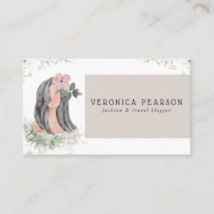 Cartão De Visita Ilustração de Design de Cabelo em Aquarela