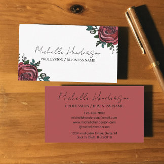 Cartão De Visita Ilustração de Florista de Rosa Vermelha e Branca E