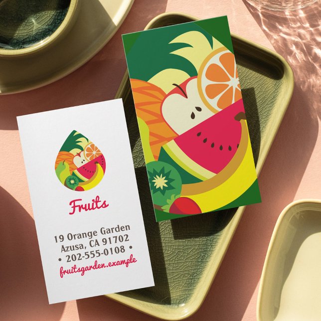 Cartão De Visita Ilustração de Fruta elegante Fruta verde-amarela (Criador carregado)