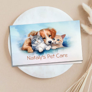 Cartão De Visita Ilustração de Gato e Cachorro Fofo