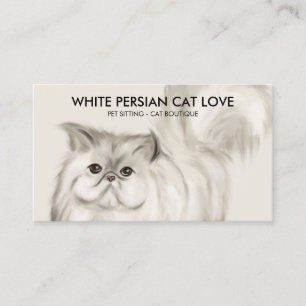 Cartão De Visita Ilustração de Gato Persa Bege em Aquarela