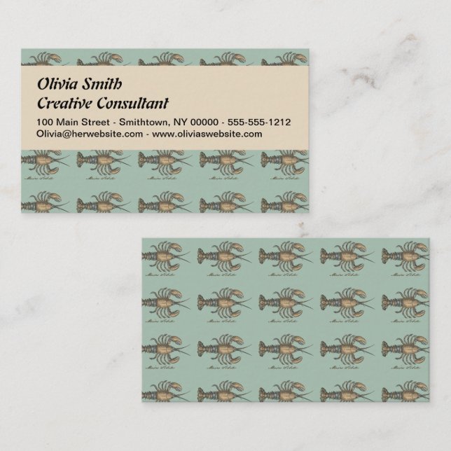 Cartão De Visita Ilustração de Lagosta Madeira Antica (Frente/Verso)