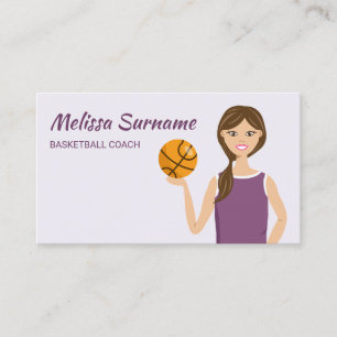 Cartão De Visita Ilustração de menina treinadora de basquete fofa R