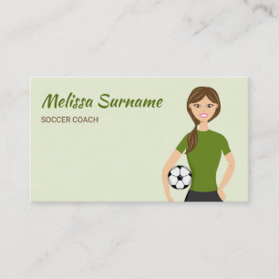 Cartão De Visita Ilustração de menina treinadora de futebol fofa ve
