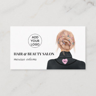 Cartão De Visita Ilustração de moda do salão de beleza com o log